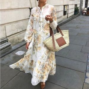 H&M white & yellow floral maxi with slip